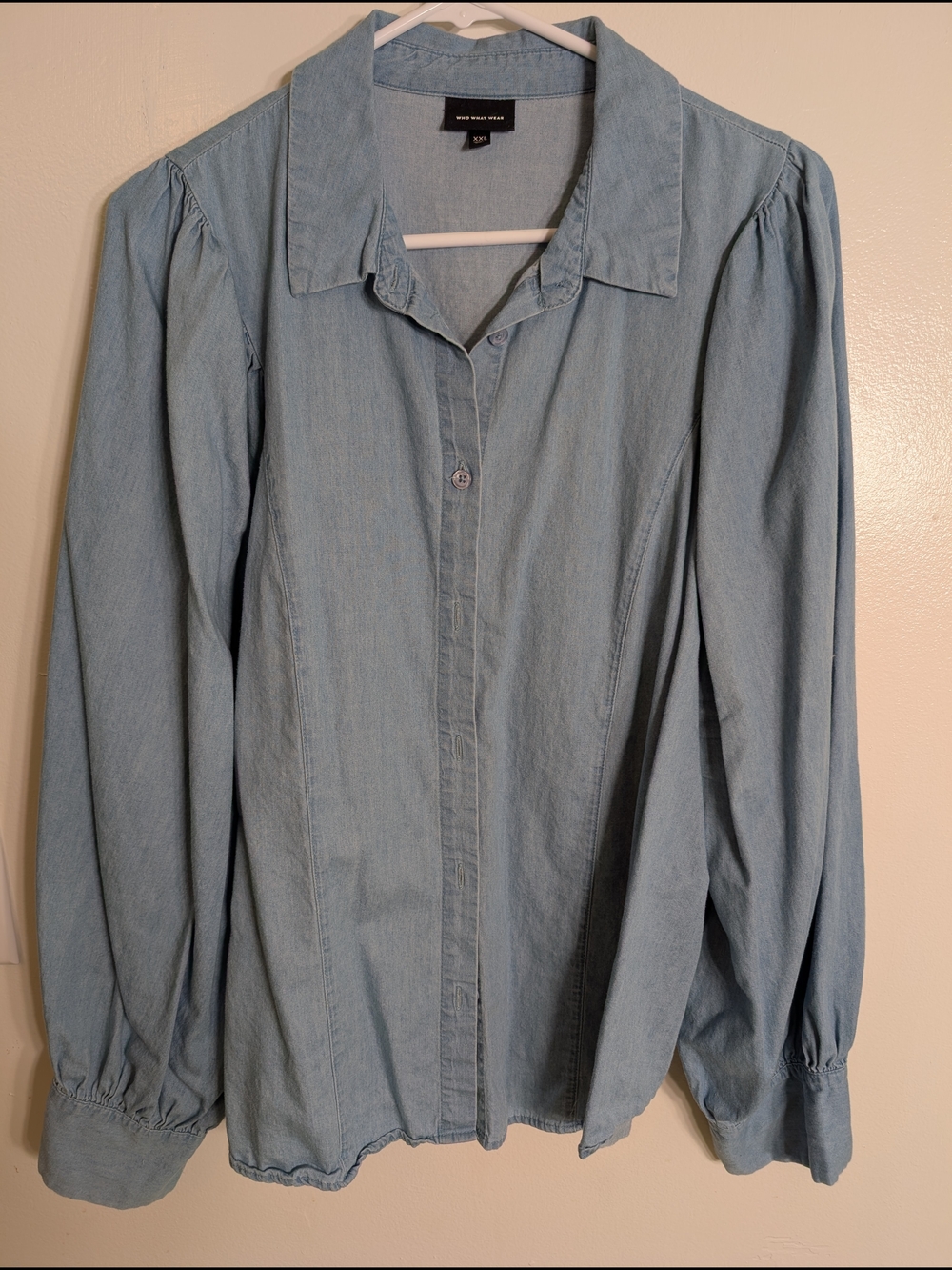 Who What Wear Light Blue Denim Button-Down Shirt